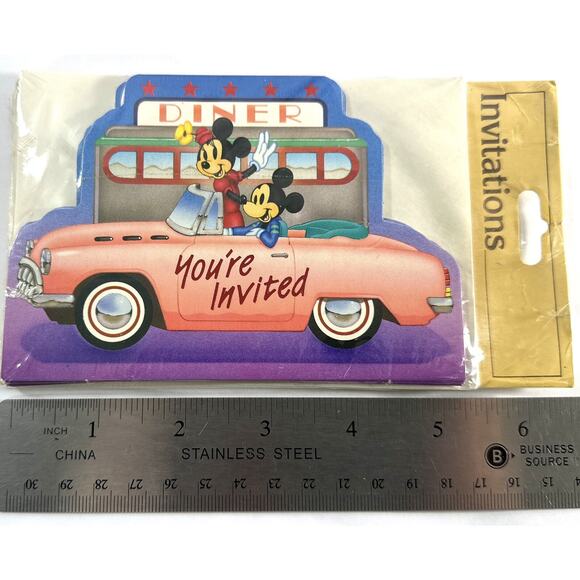 NIP Vintage Disney Gibson Mickey Minnie Set Of Two 8 Pack Party Invitations - Picture 2 of 5